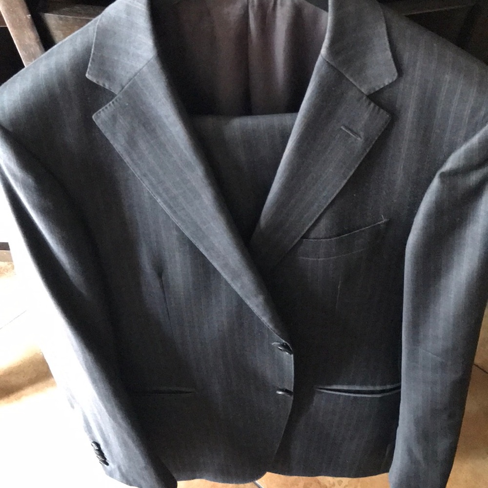 Charcoal suit with Brown pin stripe